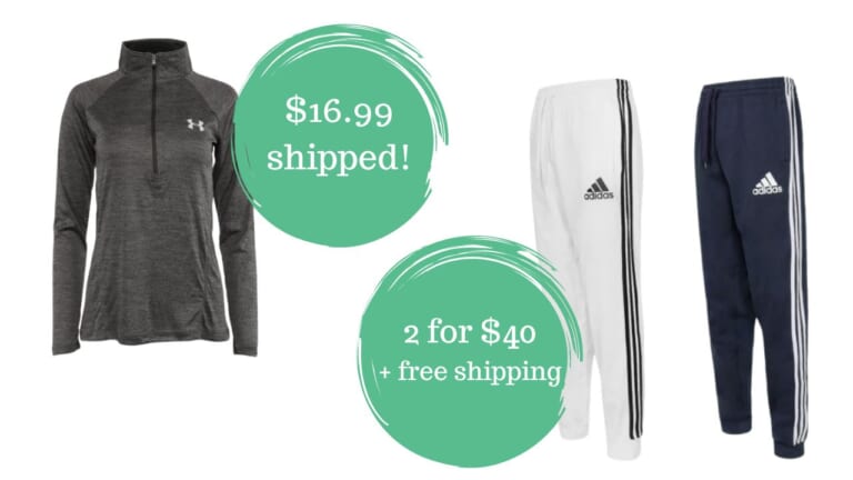 2 for $40 Adidas Joggers + $16.99 UA Pullover + Free Shipping!