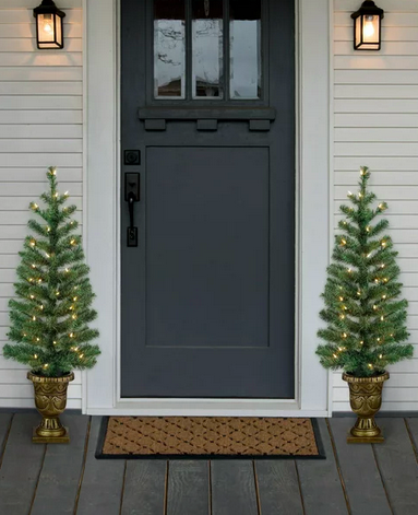 *HOT* Holiday Time 2-Count Pre-Lit Artificial Porch Christmas Trees only $33.98 (Reg. $118)