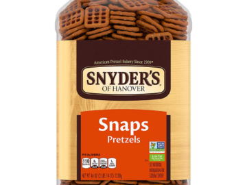 FOUR Jars of Snyder’s of Hanover Pretzel Snaps, 46 Oz as low as $4.67 EACH Jar After Coupon (Reg. $13) + Free Shipping + Buy 4, Save 5%