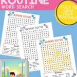 Free Printable Morning Routine Word Search for Kids