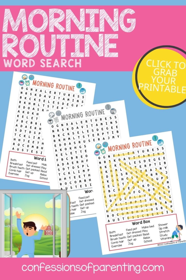 Free Printable Morning Routine Word Search for Kids