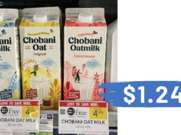 Get Chobani Oat Milk for Just $1.24 (reg. $4.99) at Publix