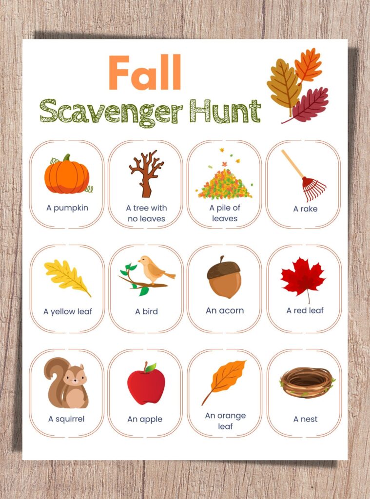 Free Printable Fall Scavenger Hunt for Kids