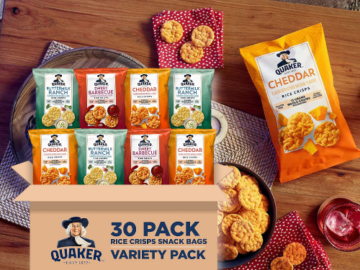 30-Pack Quaker Rice Crisps, Gluten Free, 3 Flavor, Single Serve as low as $12.98 After Coupon (Reg. $19.98) + Free Shipping – 43¢/bag!