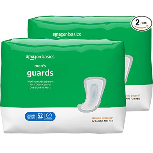 Amazon Basics 104-Count Incontinence Guards for Men as low as $13.74 After Coupon (Reg. $18.52) + Free Shipping! – $0.13 each! Dri-Fit Technology for Maximum Absorbency