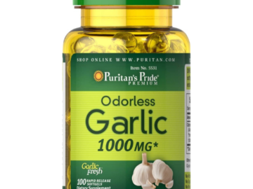 FOUR Bottles of 100-Count Puritan’s Pride Odorless Garlic Supplement for Cardiovascular Health as low as $2.08 EACH Bottle After Coupon (Reg. $7.84) + Free Shipping! 2¢/Softgel + Buy 4, Save 5%