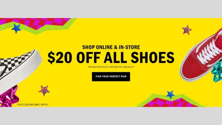 $20 off all VANS Shoes Including Sale!