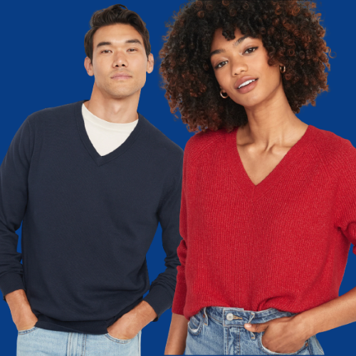 Today Only! Old Navy V-Neck Sweaters for Women $15 (Reg. $37) + Men