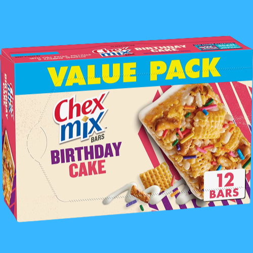 FOUR Boxes of 12-Count Chex Mix Birthday Cake Snack Bars as low as $5.09 EACH Box After Coupon (Reg. $17) + Free Shipping! 42¢/ 13.56 Oz Bar + Buy 4, Save 5%