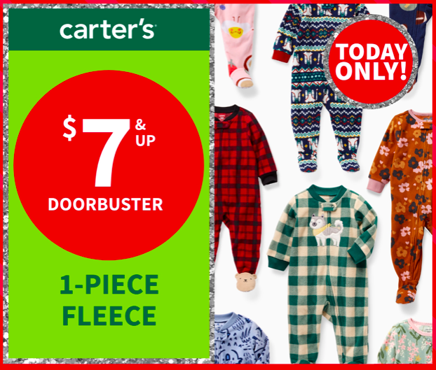 Carter’s: Fleece Sleep n’ Plays only $7 today!