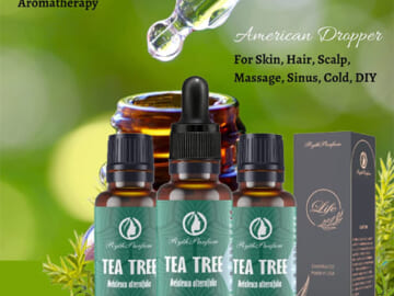 3-Pack Tea Tree Oil Essential Oil with Dropper $9.98 After Code + Coupon (Reg. $19.99) – $3.33/1oz Bottle! – 100% Pure Quality Undiluted Oil