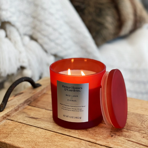 Walmart Black Friday: Better Homes & Gardens Red Lava & Citrus Scented 2-Wick Jar Candle with Glass Lid $6.00 – Great Gift Idea!