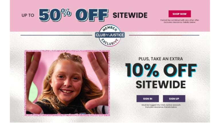 Justice Girls’ Apparel Up to 50% off Sitewide