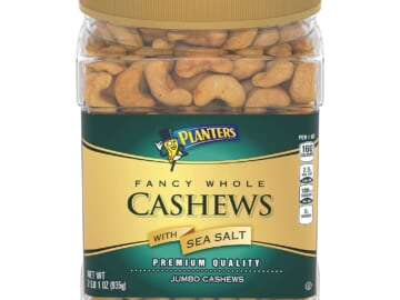 Planters Fancy Whole Cashews with Sea Salt, 33-Oz Jar as low as $11.06 Shipped Free (Reg. $19)