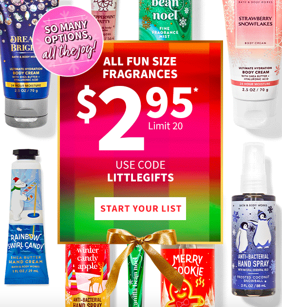 Bath & Body Works: Fun Size Fragrances & Hand Creams only $2.95 {Today Only!}