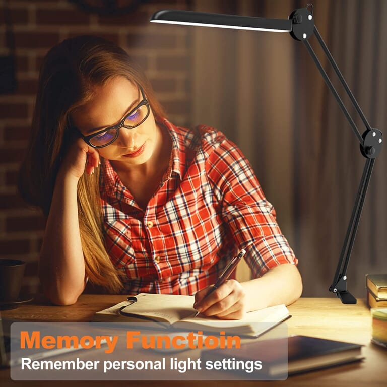 Swing Arm LED Desk Lamp with Clamp, 12W $16 After Code (Reg. $32) + Free Shipping – 5 Light Colors and 10 Brightness Options, Includes USB cable and 5V/2A adapter