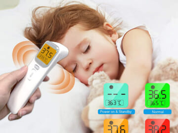 Infrared Forehead and Ear Thermometer $10 After Code (Reg. $20) – with Large LCD Screen, Memory Recall & Fever Alarm