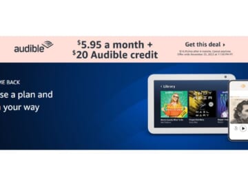 Audible Premium Plus $5.95 a Month + $20 Credit