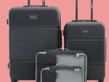 Walmart Black Friday! Wrangler 4-Piece Hardside Spinner Luggage Set $97 (Reg. $300) – 4 Colors! With 20″ & 25″ Suitcases and Packing Cubes