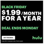 *HOT* Hulu Black Friday Deal: Pay $1.99 per month for an entire year!!