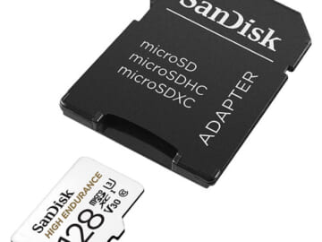 SanDisk 128GB High Endurance Video MicroSDXC Card with Adapter $14.99 (Reg. $26) – Ideal for Dash Cams and Home Monitoring Systems!