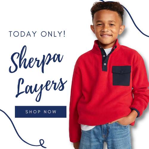 Today Only! Old Navy Black Friday! Sherpa Layers for Men, Women, Boys and Girls from $12 (Reg. $49.99)