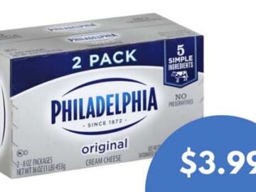 Philadelphia Cream Cheese 2-Packs for $3.99 at Kroger