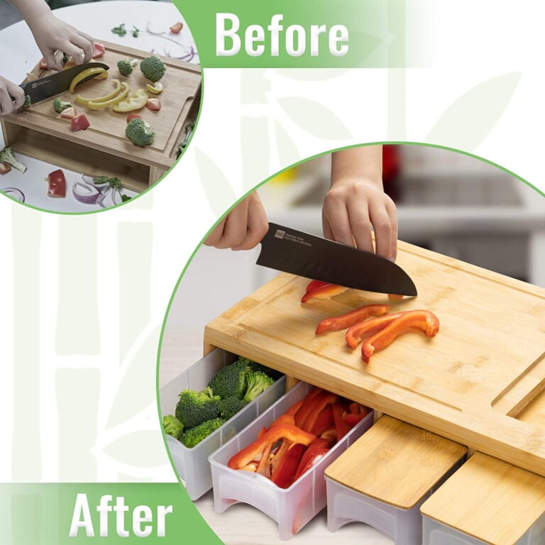 Cutting Board with Containers, Lids, Graters, and Bamboo Meal Prep Station with Juice Groove $36.79 Shipped Free (Reg. $70) – for Prime Members