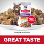 24-Pack Hill’s Science Diet Adult Sensitive Stomach & Skin Wet Cat Food Pouches as low as $26.06 After Coupon (Reg. $55) + Free Shipping – $1.09/2.8-Oz Pouch