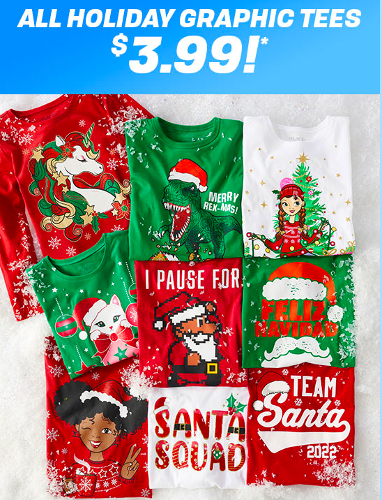 The Children’s Place: ALL Graphic Holiday Tees & Bodysuits only $3.99 shipped!