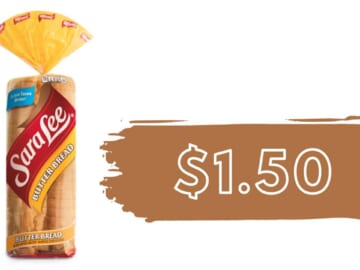 $1.50 Sara Lee Sliced Butter Bread at Publix