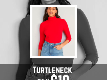 Today Only! Rib-Knit Turtleneck Top for Women $10 (Reg. $22.99) + for Girls!