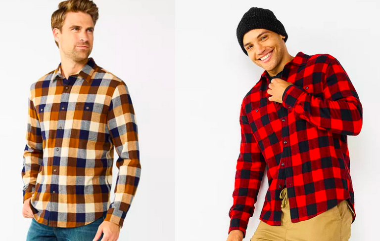 Men’s Sonoma Goods For Life Flannel Button-Down Shirts only $13.99 at Kohl’s!