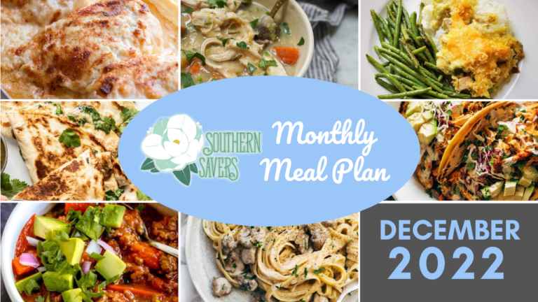 Southern Savers FREE December 2022 Monthly Meal Plan