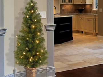 Pre-lit Artificial 4-Ft Tree with Pre-strung White Lights $23.76 (Reg. $84.99) – Perfect for doorway, deck, porch and patio