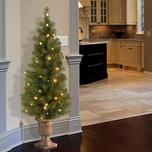 Pre-lit Artificial 4-Ft Tree with Pre-strung White Lights $23.76 (Reg. $84.99) – Perfect for doorway, deck, porch and patio