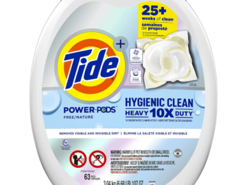 63-Count Tide Hygienic Clean Heavy Duty Free Power PODS Laundry Detergent as low as $18.04 After Coupon (Reg. $40.29) + Free Shipping! 29¢/Pac