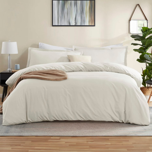 Today Only! 3-Piece Set Off White Duvet Cover Queen Size $23.99 (Reg. $39.99)