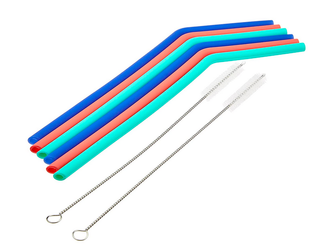 Set of 6 Silicone Straws and 2 Cleaning Brushes only $3.71 shipped!