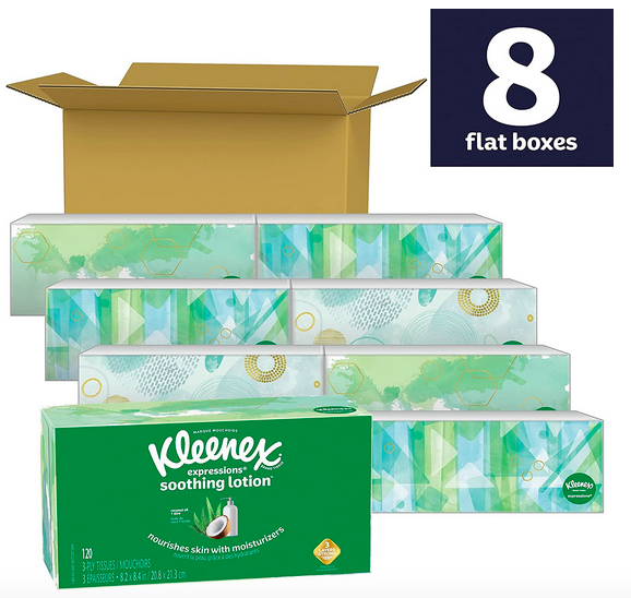 Kleenex Expressions Soothing Lotion Facial Tissues, 8 Boxes only $12.02 shipped!