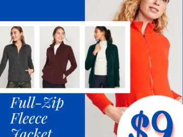 Today Only! Full-Zip Fleece Jacket for Women $9 (Reg. $29.99) – FAB Gift Idea!