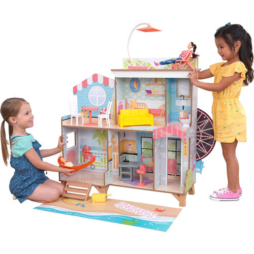 TWO KidKraft Ferris Wheel Fun Beach House Dollhouse from $36.99 EACH (Reg. $100) – FAB Ratings! Two-Sided with 19 Play Accessories + Save $10 when you buy $50 of select items