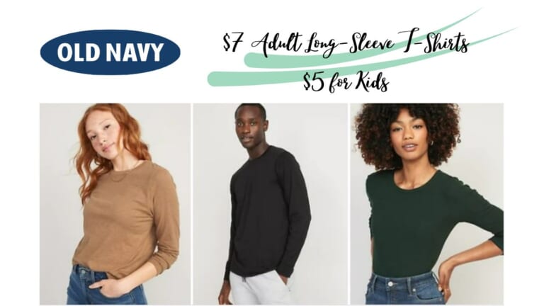 Old Navy | $7 Long-Sleeve Tees for Adults & $5 for Kids