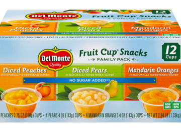 Del Monte No Sugar Added Variety Fruit Cups (12 count) only $5.19 shipped!