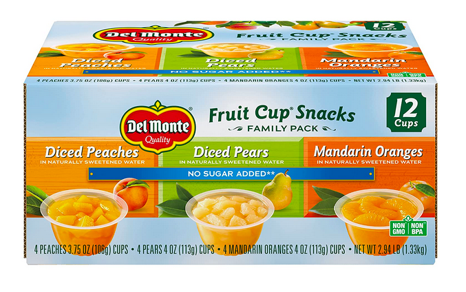 Del Monte No Sugar Added Variety Fruit Cups (12 count) only $5.19 shipped!