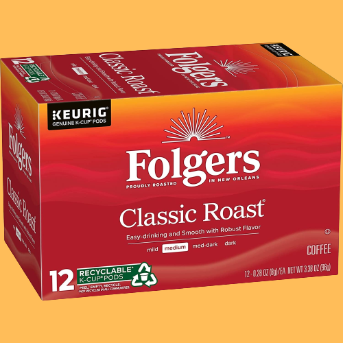 72-Count Folgers Classic Medium Roast Coffee Keurig K-Cup Pods as low as $20.04 After Coupon (Reg. $40.08) + Free Shipping! 28¢/Pod!