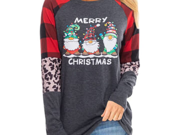 Merry Christmas Sweatshirt for Women $12.98 After Code (Reg. $18.55) – Xmas Leopard Print Shirt Long Sleeve Santa Graphic Tee Tops