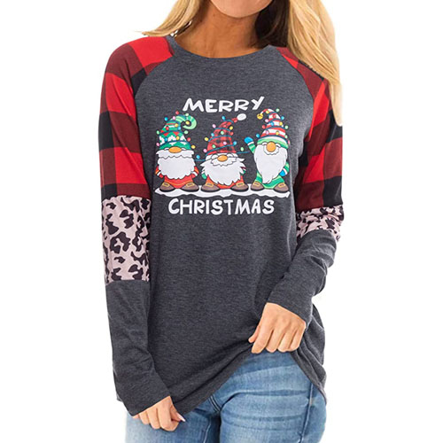 Merry Christmas Sweatshirt for Women $12.98 After Code (Reg. $18.55) – Xmas Leopard Print Shirt Long Sleeve Santa Graphic Tee Tops