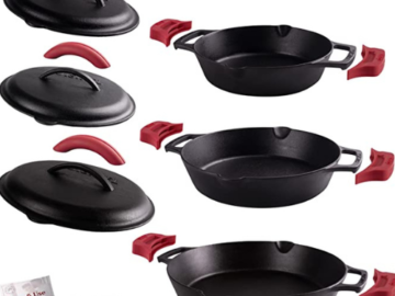 16-Piece Cast Iron Skillet and Lid Set $50 Shipped Free (Reg. $94.99) – 4.9K+ FAB Ratings!
