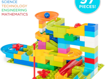 97-Piece Kids Create Your Own Marble Maze Run Racetrack Puzzle Game Set